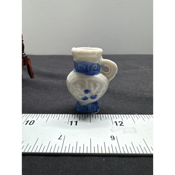 Miniature Vintage Mirror Ceramic Pitcher Tapestry Bag Candles Set Chamber Pot Va - Picture 5 of 13